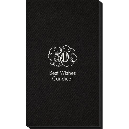 Fun Anniversary Scroll Linen Like Guest Towels